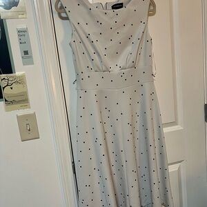 Liz Claiborne White Midi Dress with Black Dots